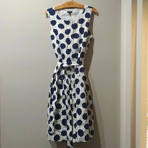 White with navy dots Dress